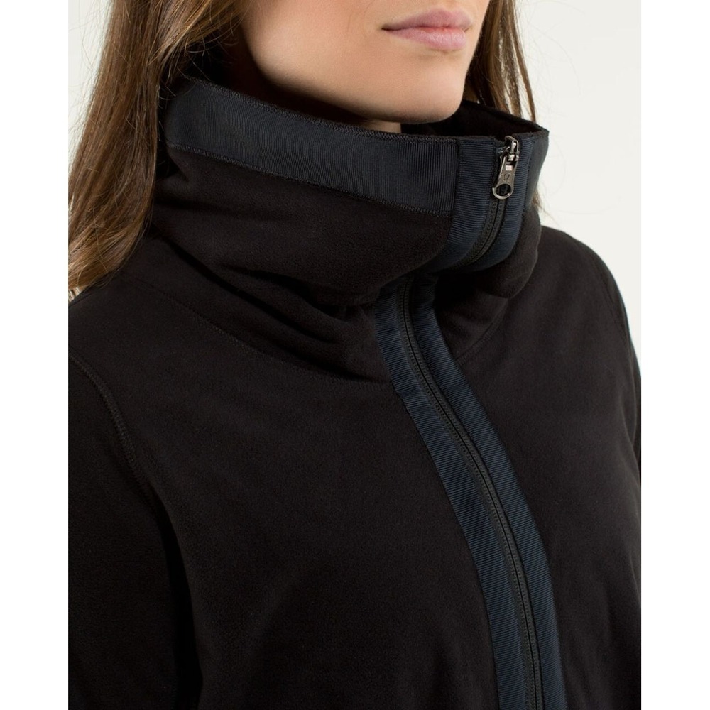 LULULEMON Post Chaturanga 1/2 Zip Pullover Sweatshirt Fleece‎ Jacket Black Sz 4 - Picture 6 of 14